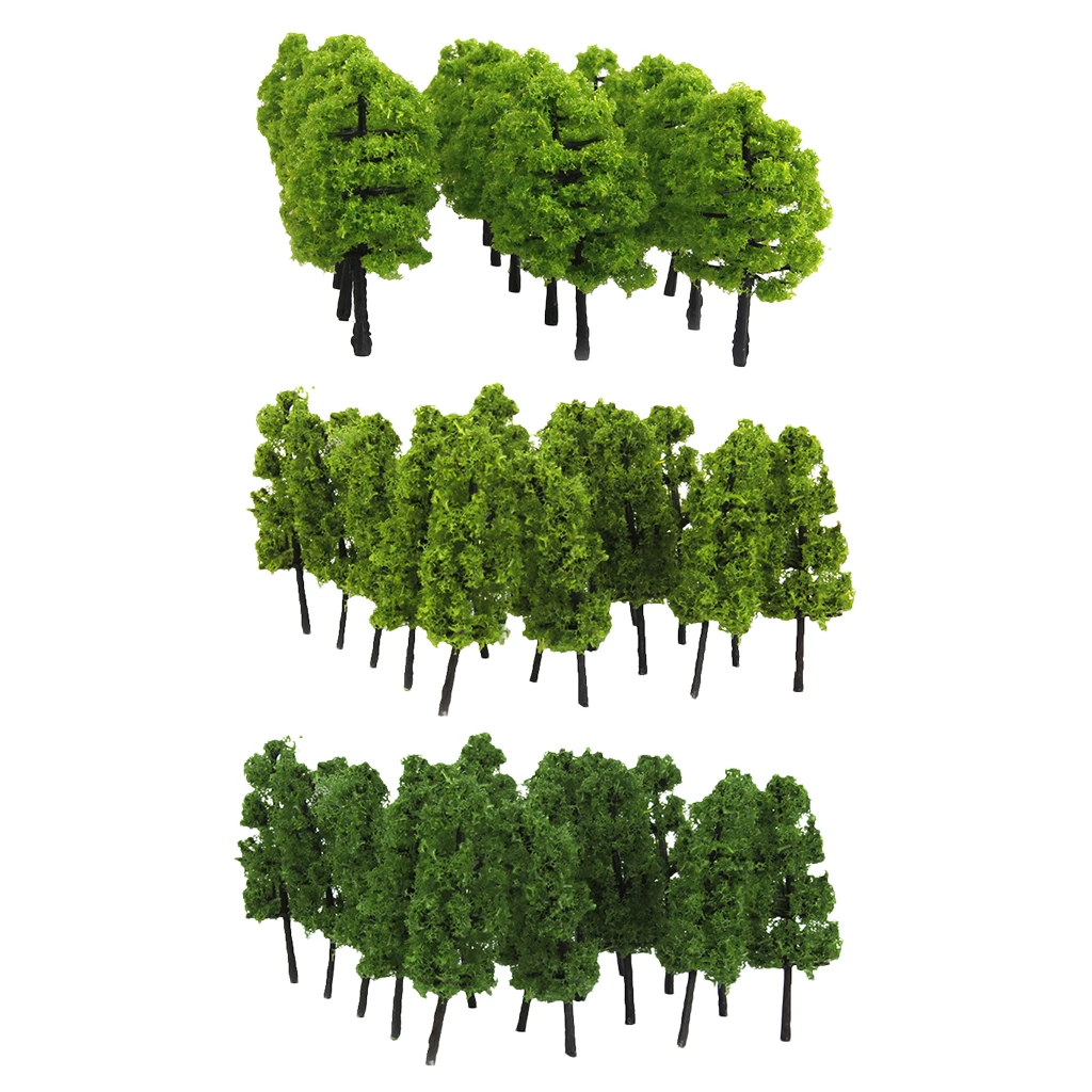 Mix Lot 40x Green Tree Models 9cm 6.3cm Kit for Train Railroad Street Layout