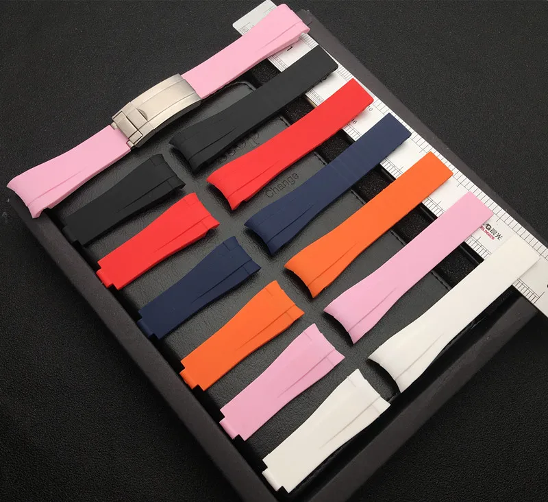 

20mm Curved End Nature Rubber Watchband For Role strap for Daytona Submariner GMT explorer 2 Bracelet no logo Common using tools