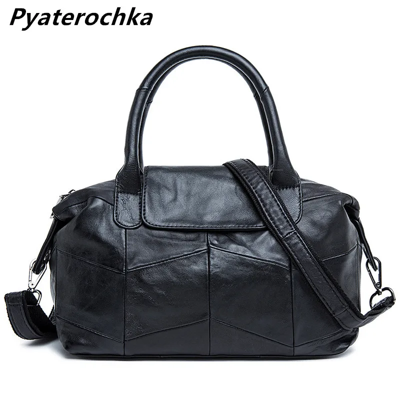 Pyaterochka женские черные вместительные сумки женские мягкие сумки через плечо из натуральной кожи дорожные сумки-мессенджеры