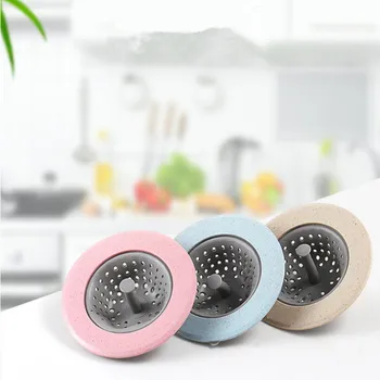 

4 Color Kitchen Filter Silicone Wheat Straw Strainer Bathroom Shower Drain Sink Drains Cover Sewer Hair Filter
