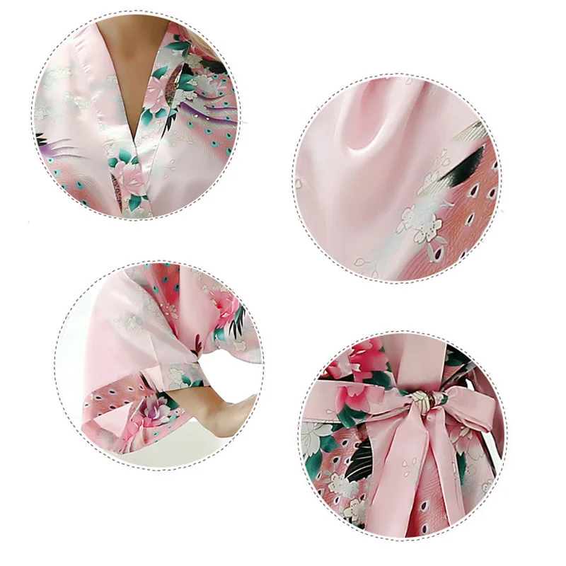 Print sleepwear robe women long sexy silk bathrobe female bride gown spring summer peacock home wear kimono night dress DR18336 (22)