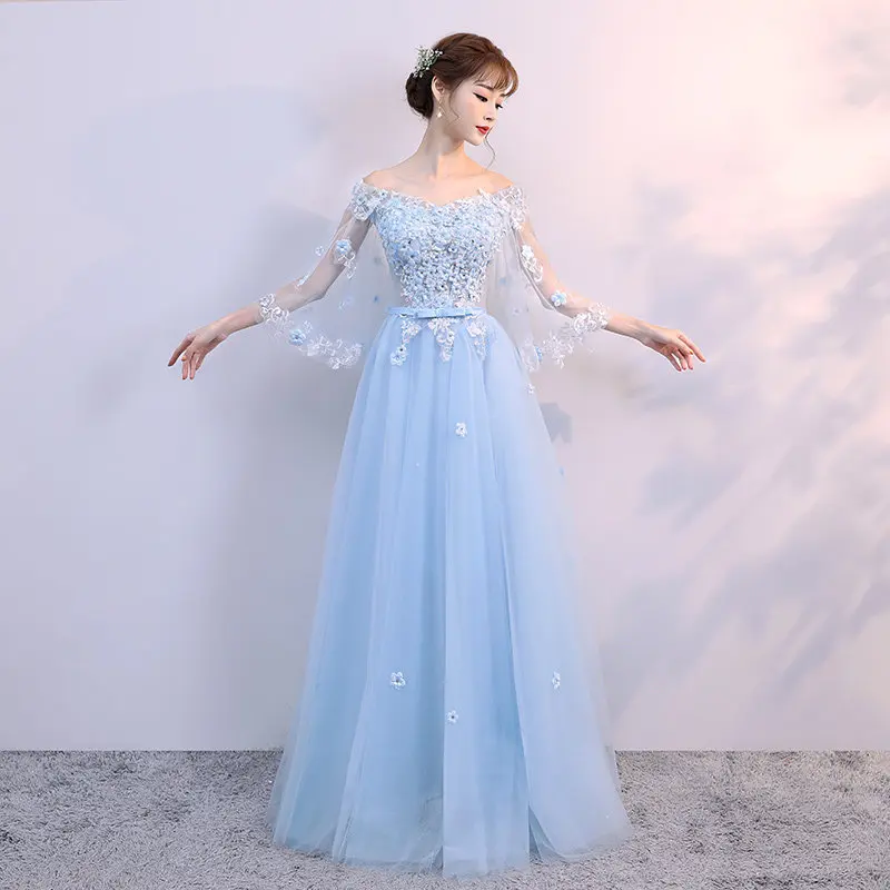 Bridesmaid dress long section 2020 new summer host dress slim slim fashion elegant banquet evening dress female