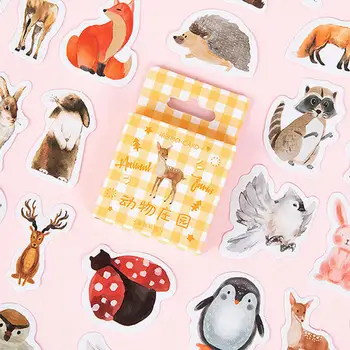 

46pcs/pack Animal World Sticker Fox Rabbit Dog DIY Diary Album Stickers Paper Labels Gifts Packaging Office Supplies