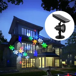 Solar Christmas Snowflake Laser Disco Light IP65 Outdoor Moving Snowfall Laser Projector Lamp For New Year Party Wedding Decor