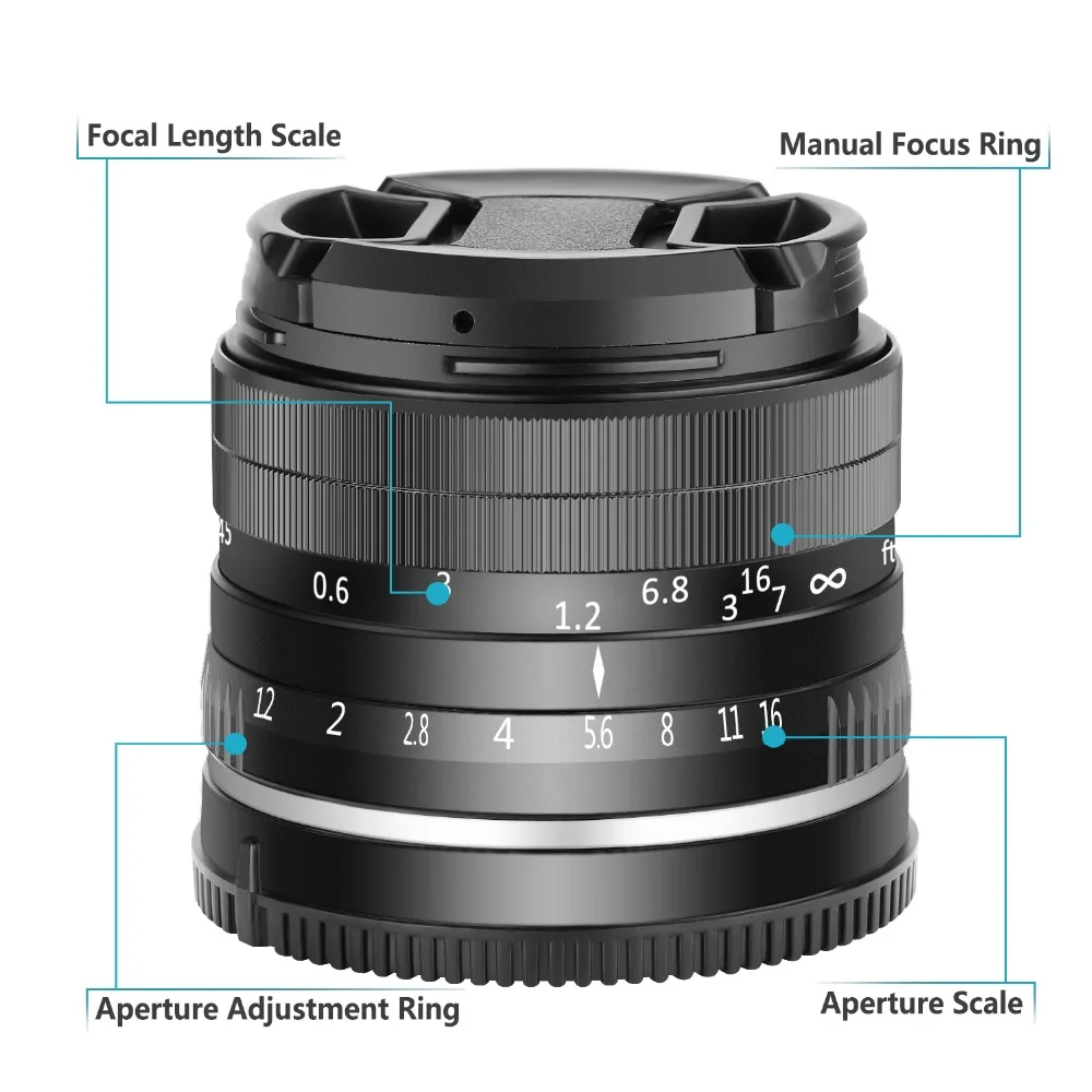 Neewer 35mm f/1.2 Large Aperture Aluminum Wide Angle Lens Manual Focus Prime Fixed APS-C Lens suitable for Olypums Panasonic