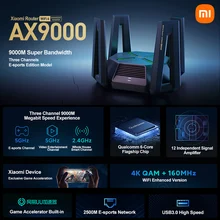 Xiaomi Router AX9000 2.4G/5G/5G-Game 12 High-Gain Antennas Three Channels WiFi 6 Enhanced Version Quad-Core CPU 1GB RAM 4K QAM