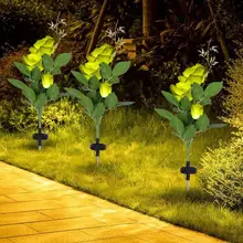 Светодиодный лампы на солнечных батареях с свет Управление розового, желтого, розового Стиль 3 светодиодный чипы для наружные садовые украшения двора