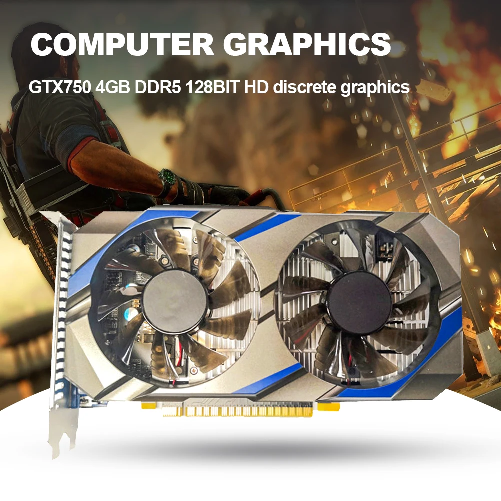 video card for gaming pc GTX750 4GB DDR5 128BIT Game Graphics Card Chip PCI-Express 3.0 Video Card with Practical Cooling Fan Products best video card for gaming pc