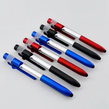 

1 Piece 3 In 1 Multi-function Cellphone Holder Stand Touch Screen Stylus Pens Lamp Pen Black Ink 0.7mm Ballpoint Pen