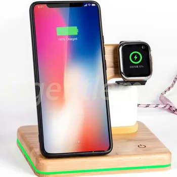 

multi-function wooden wireless charger Fast charging For Apple iPhone 8 Plus X Wireless Phone Charger For Samsung S6 S7 S9 S8
