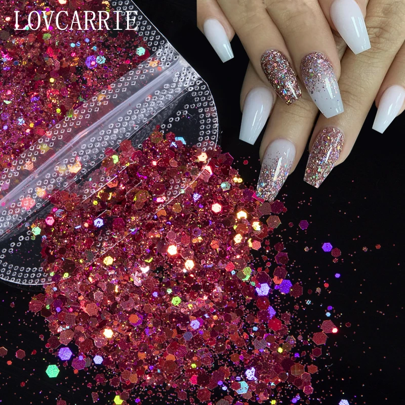 Lovcarrie Mixed Nail Powder Glitter Decorations Shimmer Colorful Nail Art Sequins Paillettes Black Red Gold Nails Flakes 1 Pack Nail Glitter Aliexpress
