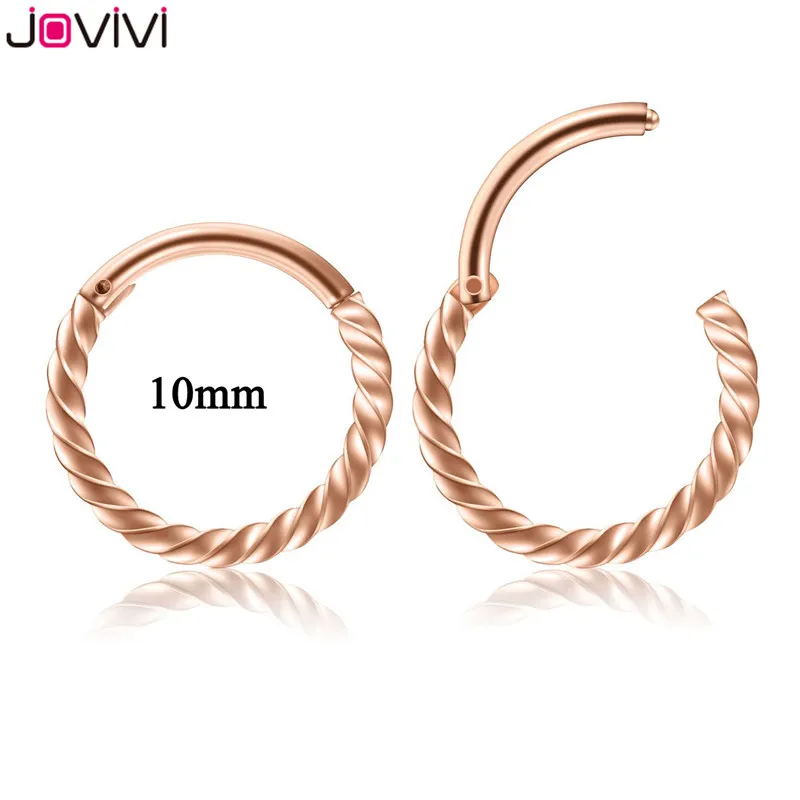 2pcs Rose Gold 10mm Jovivi Нержавеющая сталь 16 г 8 мм/10 мм Твист навесной пирсинг для носа с застежкой кольца пирсинг для носа хряща Tragus Daith перегородка пирсинг тела - Окраска металла: 2pcs Rose Gold 10mm