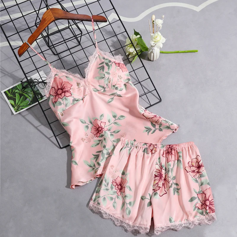 Пижамы размера плюс, шелковые, с цветочным принтом, комбинезон, 5 шт ...