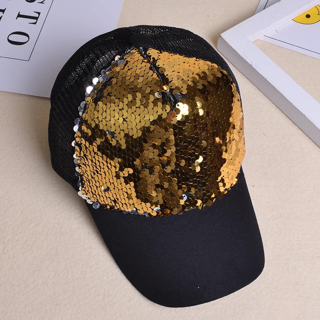 Fashion baseball cap ladies girl ponytail cap sequins shiny messy hair Bun Snapback hat sun hat Gorra casual baseball cap hat 4