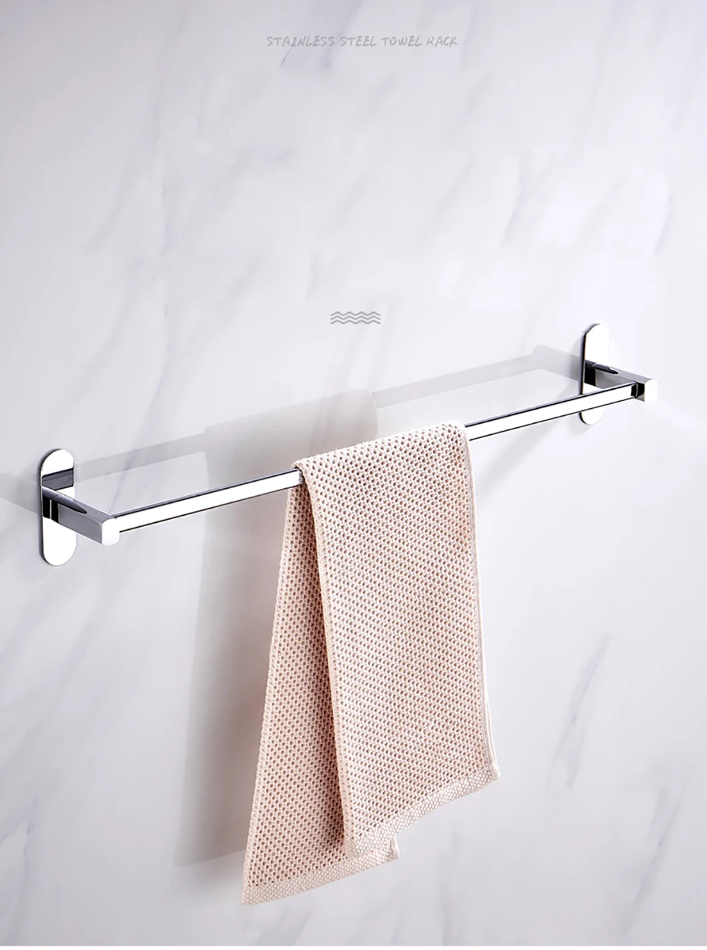 Towel Holder Bars Punch-Free Wall Bath Hanger 40-50cm Silver 304 Stainless Steel Storage Rack Bathroom Accessories