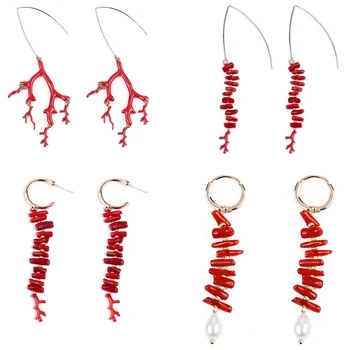 Coral earrings red earring charms with pearl valentines day gift san valentine