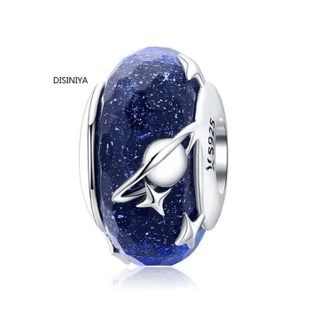 

DISINIYA Nighty Sky Murano Glass Beads for Women 925 Sterling Silver Galaxy Star Charm fit Original Silver Snake Bracelet