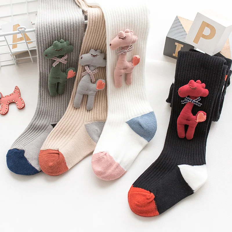Children's Tights Winter Baby Boomers Pantyhose Cartoon Deer Pattern Embroidery Accessories Girls Stockings Warm | Детская одежда и