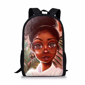 

HYCOOL Children School Bags African Backpack Cartoon Pink Sweater Afro Black Girl Print Kids Student Custom Book Bag Rucksack