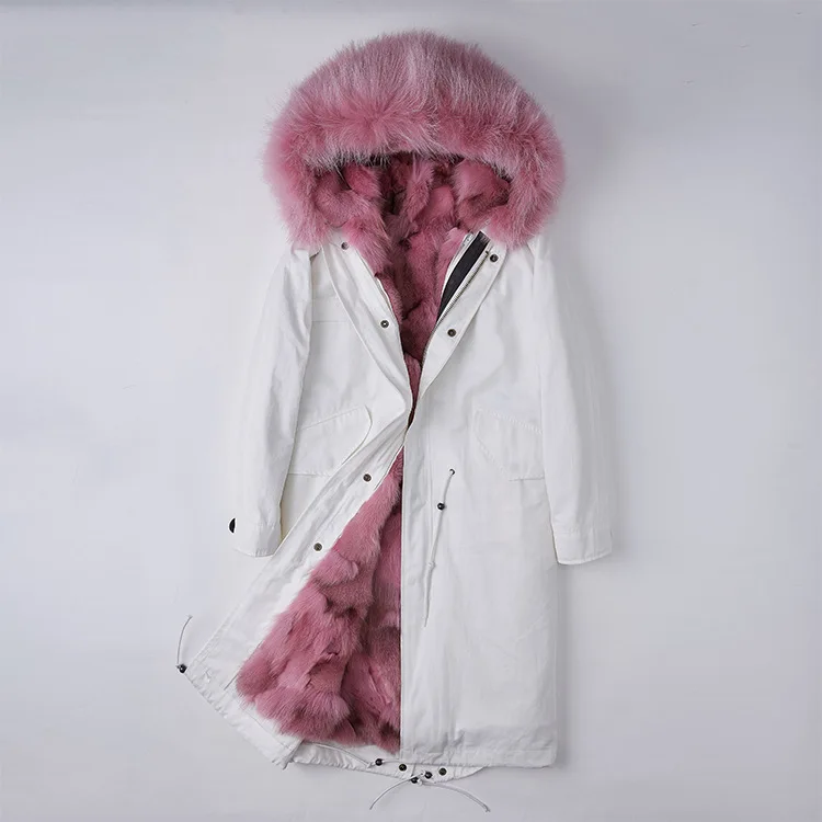 Иу, новое пальто с мехом для девочек лисьей шерсти с отстегным подкладом, куртка-парка, верхняя одежда пальто из натурального меха лисы Женская теплое пальто Высокое качество модное пальто - Цвет: As picture
