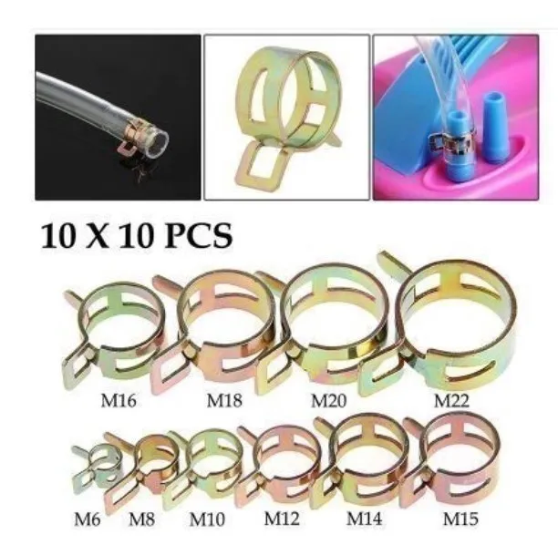 100 pcs 6-22mm Spring Hose Claps Clip Fuel Line Water Pipe Air Tube Clamps Fastener Pocket Hole Clamp | Обустройство дома