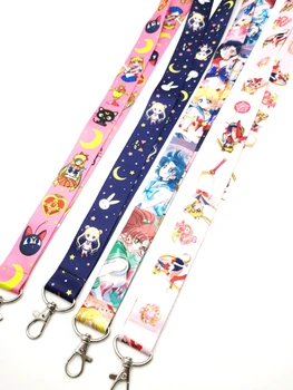 

New 10 pcs Sailor Moon Neck Lanyard keychain Mobile Phone Strap ID Badge Holder Rope Key Chain Keyring