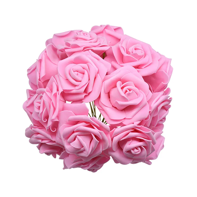 24Pcs/lot Artificial Rose Bouquet Decorative Foam Rose Flowers Bride Bouquets 