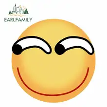 EARLFAMILY 13cm x 13cm Funny Smile Cartoon Oem Car Sticker Body Glue Sticker JDM Vinyl Wrap Polyethylene Sunscreen Waterproof