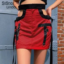 Sisterlinda сексуальная модная юбка женская открытая Высокая талия красная мини юбка тонкая нижняя уличная Женская офисная одежда Mujer