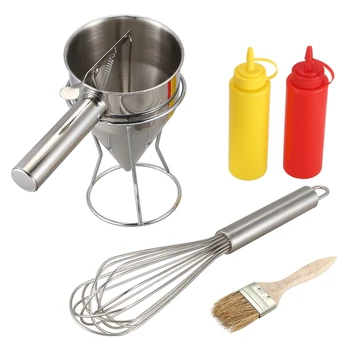 

Takoyaki Needle Sauce Bottle Dispener Octopus Balls Filler Manual Batter Separator Eggs Blender Baking Set for Sauce Cream Dosin