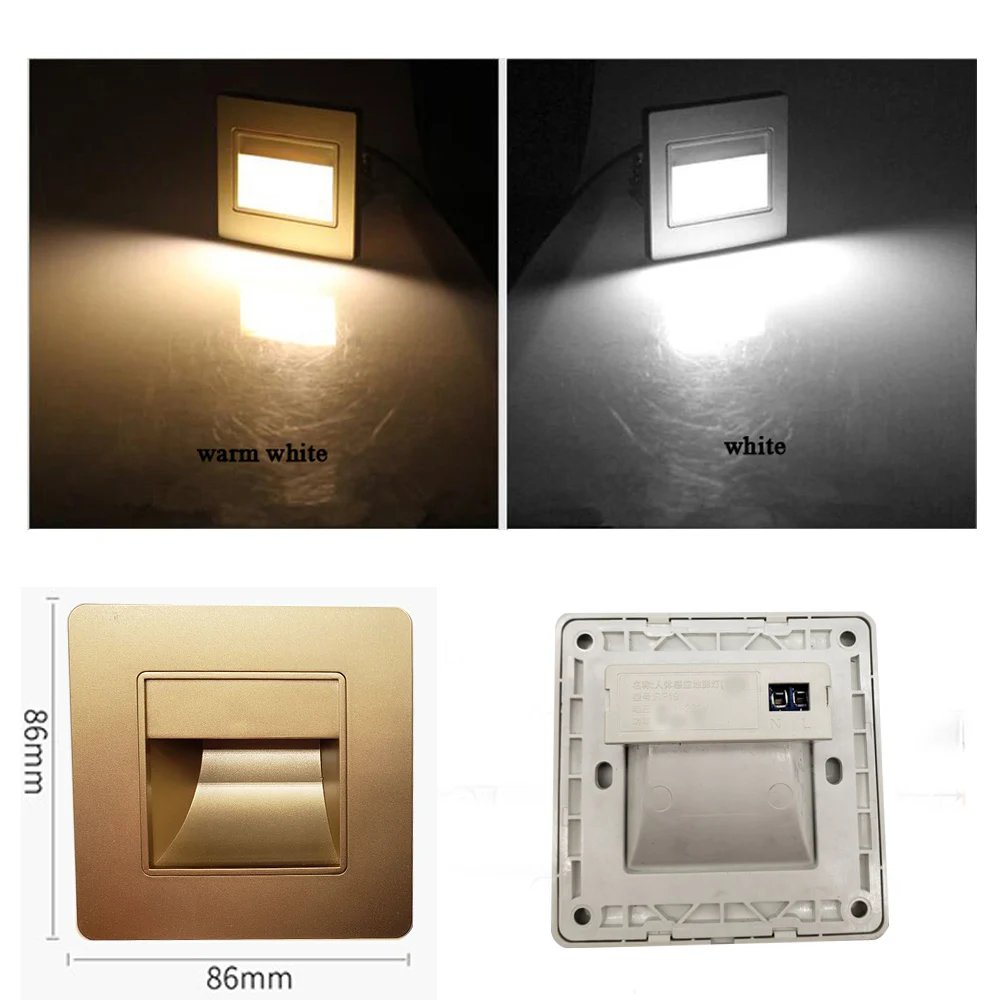 Led light, led wall lamp, wall light SANDIY Wall Lamp Recessed Step Light 2W 3W Led Stairs Lighting Interior Nightlights for Corridor Bathroom Ladder Luminaire 86Box