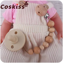 Coskiss – attache tétine en bois de hêtre perlé pour bébé, porte mamelon en chaîne factice, anneau de dentition pour nourrisson, jouet molaire d'alimentation 