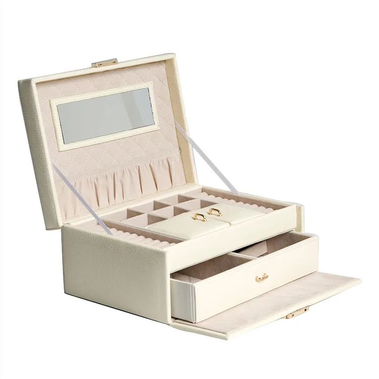 

Processing Customizable Glorious Fashion Leather Large-Volume Jewelry Box Multilayer Seperated Jewelry Box