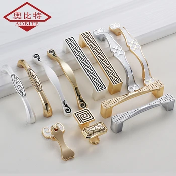

AOBT Chinese Gold Silver Cabinet Handles Kitchen Handle Luxury Drawer Pulls Wardrobe Door Cabinet Knob Furniture Handle Hardware
