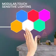 Цветной квантовый светильник, шестигранные лампы, модульный сенсорный светодиодный ночник, магнитный шестигранный креативный настенный светильник