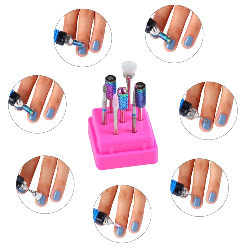 

New 3/32"Ceramic Nail Drill Bits Set 7 Pcs Milling Cutter Grinding Head Manicure Machine Accessories Remove All Gel Nail Polish