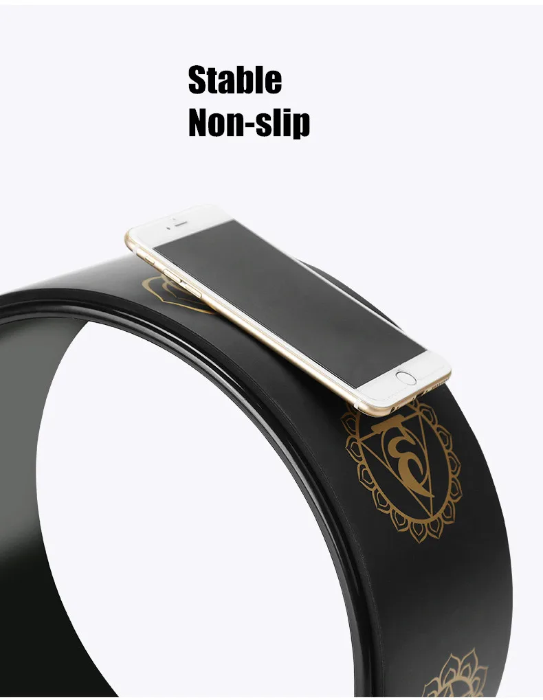 Yoga Wheel PU Black Gold Printed Yoga Circle Back Leg Fitness Bodybuilding Pilates Workout Equipment Gym Yoga Stretching Tool