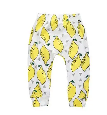 lemon Новые Хлопковые Штаны для маленьких мальчиков и девочек, штаны с принтом для малышей, спортивные штаны-шаровары для малышей, одежда для новорожденная девочка - Цвет: lemon