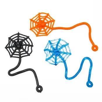 

Tpr Soft Material With Looped Spider Web, Sticky Toy, Orange And Black, Halloween Gift