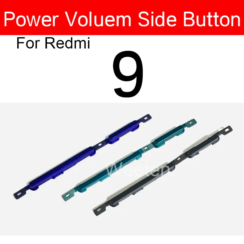 On/Off Power Volume Side Button For Xiaomi Redmi 9 9A 9C 9T Volume Up Down Control Side Key + Power Button Replacement Parts