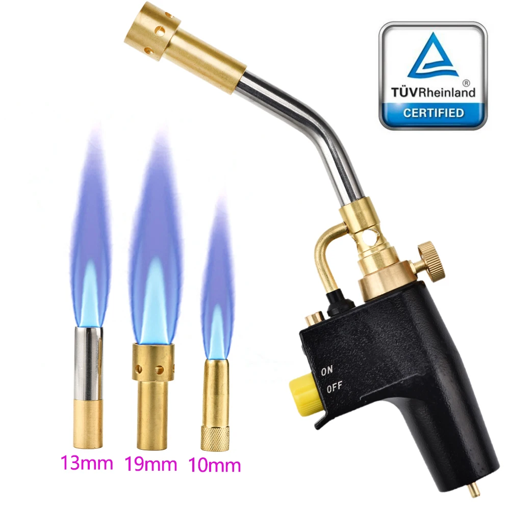 MAPP Propane Gas Welding Torch 3 Nozzles Plumbing Blow Torch Soldering Tool Adjustable Metal Flame Gun Brazing Welding