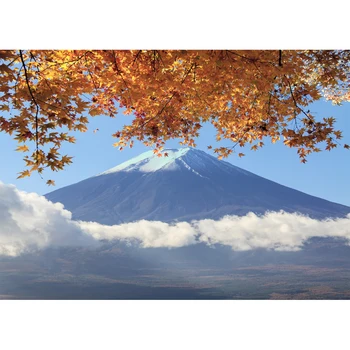 

Photo Background Japan Mount Fuji With Thick Clouds Photography Backdrops Maple Leaf Autumn Scenery Background For Photo Booth