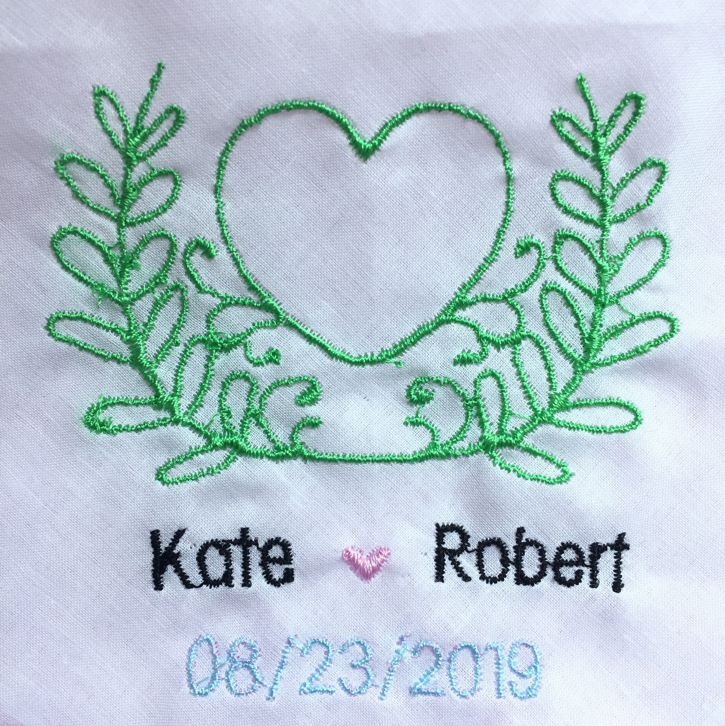  embroidered wedding handkerchief custom wedding hankie for bride and groom personalized name and da