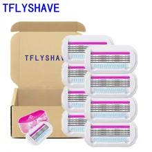 TFLYSHAVE 8Pcs/Pack Women Safety Beauty Manual Stainless Steel Blade Shaving Women 4 Layers Blades Shaver Razor Replacement Head TFLYSHAVE 8Pcs/Pack Women Safety Beauty Manual Stainless Steel Blade Shaving Women 4 Layers Blades Shaver Razor Replacement Head