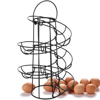 

Display Restaurant Basket Iron Art DIY Egg Holder Spiral Design Portable Space Saving Decoration Home Kitchen Storage Rack Stand