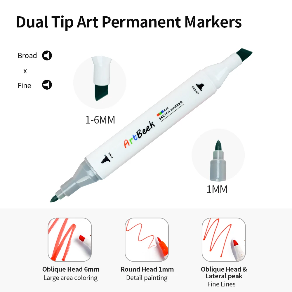 Art Marker Set 80 Color Dual Tip Permanent Sketch Markers for Artist Kid Drawing
