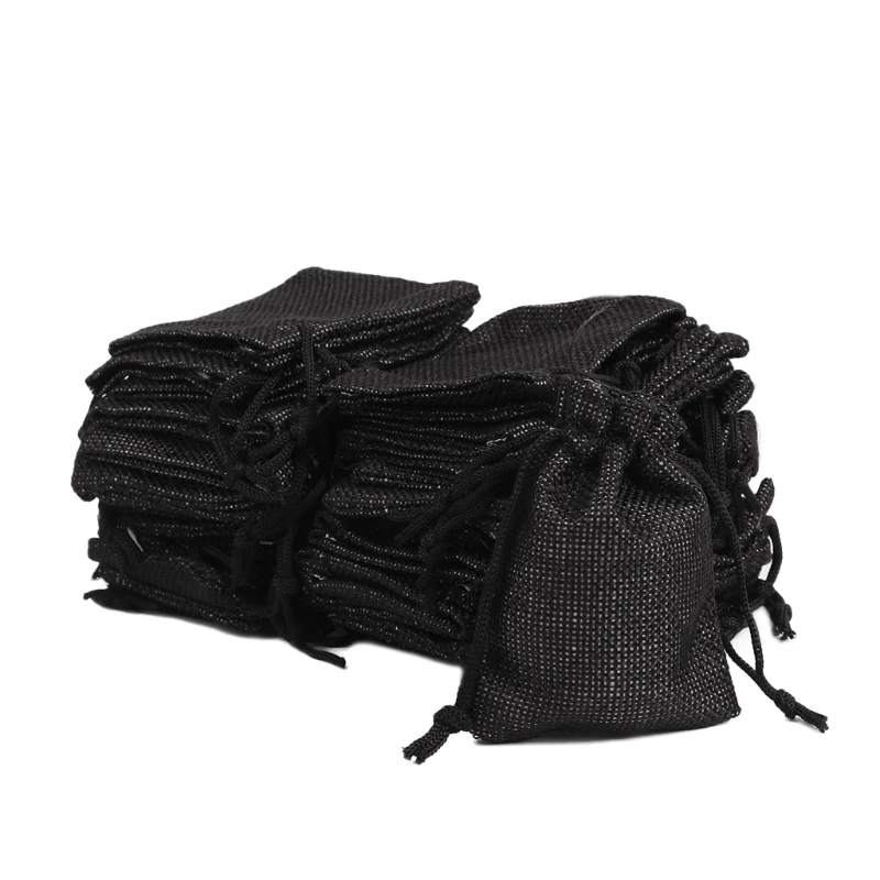 50 шт винтажный натуральный джут Hessian Drawstring мешок мешковины свадебный подарок мешок