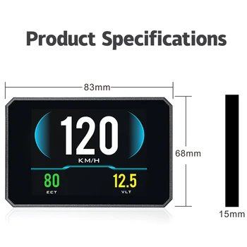 

3 inch P16 HD TFT Digital Display Car HUD OBD2 Head-up Display Computer Diagnostic Tool Overspeed Warning Display information