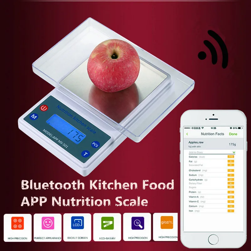

5Kg/1g Kitchen Weight Scale Bluetooths Smart Digital Nutritional Balance Analysis for IOS / Android