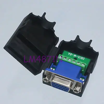 

DHL/EMS 50 LOTS DB15 D-SUB VGA jack 3+2pin Terminal Breakout PCB Connector COVER HOOD nut black -d2